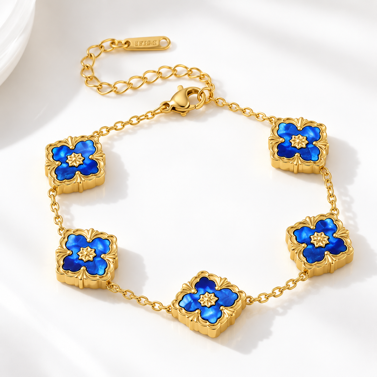 Blue Fortune Clover Bracelet