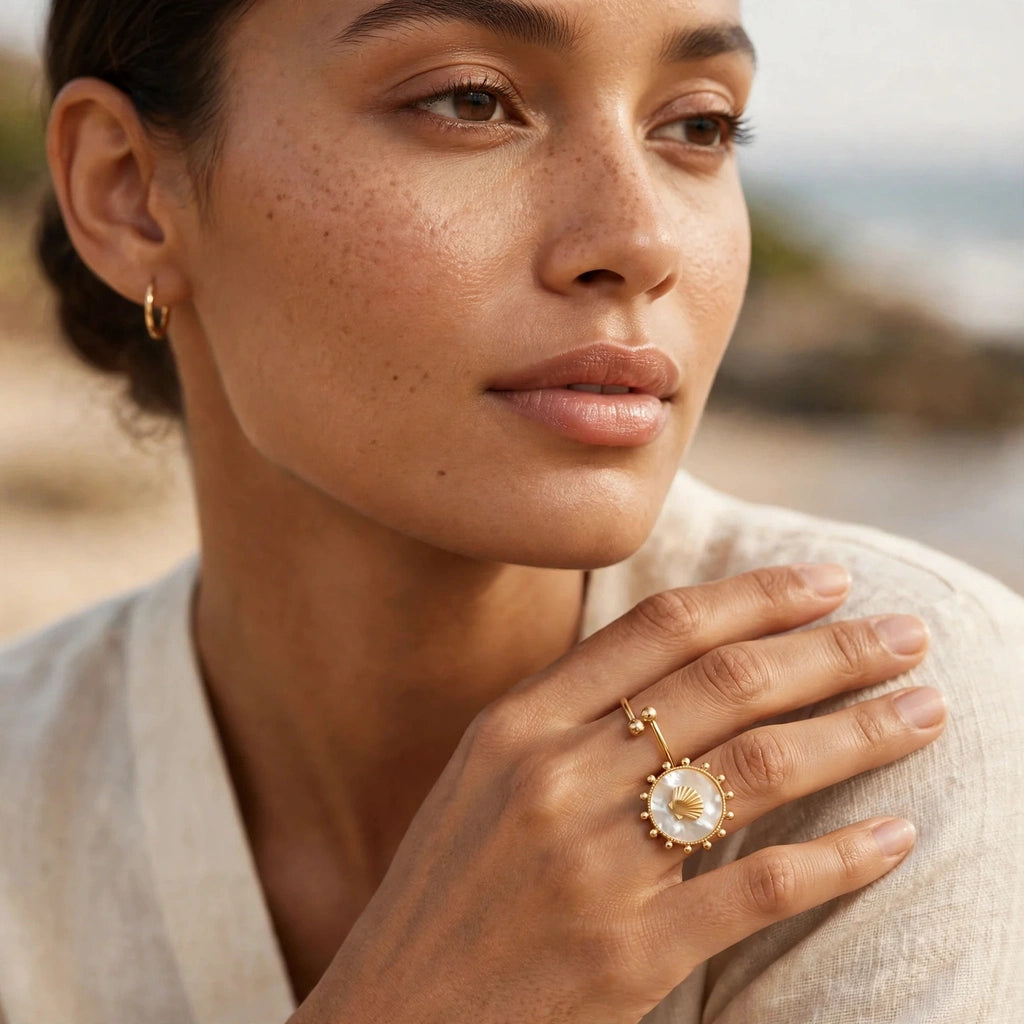 Solara Shell Statement Ring